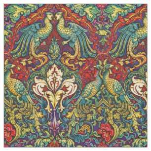 Retro Art Nouveau Pauwen & Vogels van Walter Crane Stof