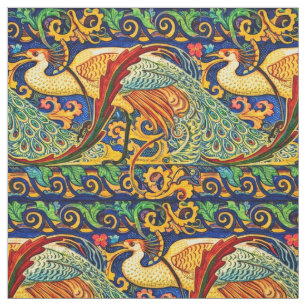 Retro Art Nouveau Pauwpatroon van Walter Crane Stof