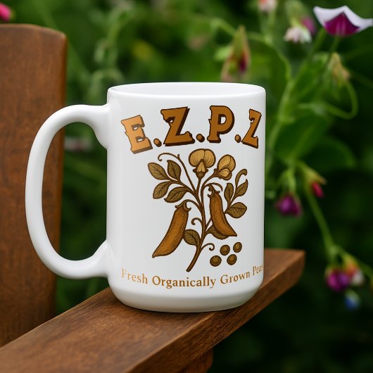 Retro Art Nouveau Pea Plant E.Z.P.Z (Easy Peasy) Koffiemok