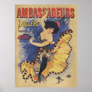 Retro Art Nouveau, Spaanse flamencodanser Poster