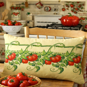 Retro Art Nouveau Tuin Tomaten Fries Patroon Kussen