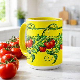 Retro Art Nouveau Tuin Tomaten Fries Patroon Mok