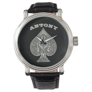 Retro artistieke Poker Ace van Schoppen gepersonal Horloge