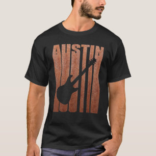 Retro Artsy Austin Music Guitar T-shirt