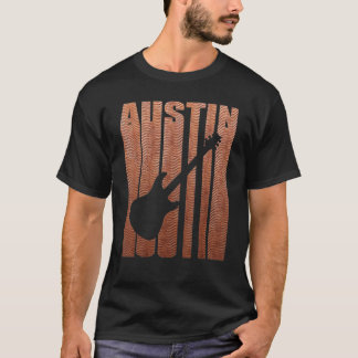 Retro Artsy Austin  Music Guitar T-shirt