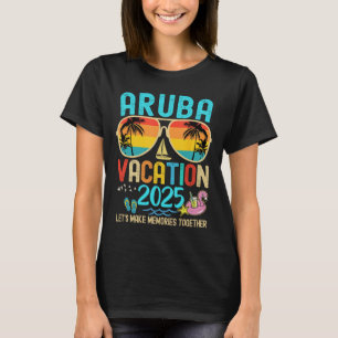 Retro Aruba Vakantie 2025 Matching Familie Vriende T-shirt