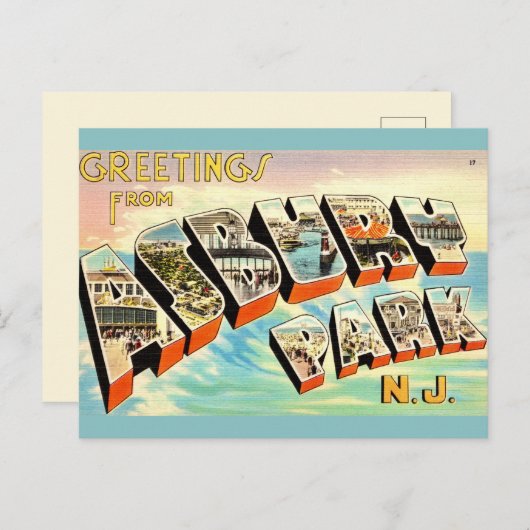 Retro Asbury Park NJ ansichtkaart Briefkaart (Voorkant / Achterkant)