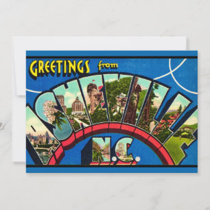 Retro Asheville NC 5x7 grote ansichtkaart Bedankkaart