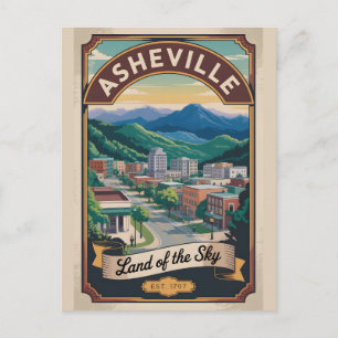 Retro Asheville North Carolina Reisposter  Briefkaart