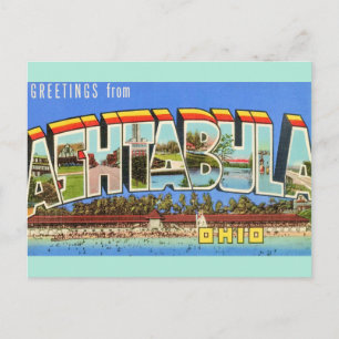 Retro Ashtabula Ohio Groet  Briefkaart