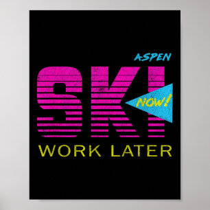 Retro Aspen 80s Colorado Skiën T-shirt Poster