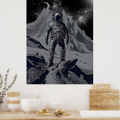 Retro Astronaut Dreamscape Poster (Keuken)