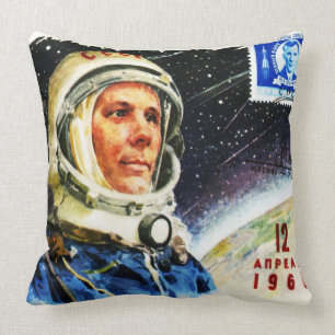 RETRO ASTRONAUT ILLUSTRATIE RUIMTEVAART 1960 KUSSEN