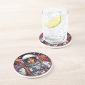 Retro Astronaut Nebula Sandstone Coaster Zandsteen Onderzetter (Zijkant)