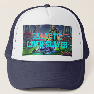 Retro Astronaut Ruimtegrasmaaier Galactische Gazon Trucker Pet