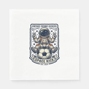 Retro Astronaut Voetbal Vredesteken T-shirt Ontwer Servet
