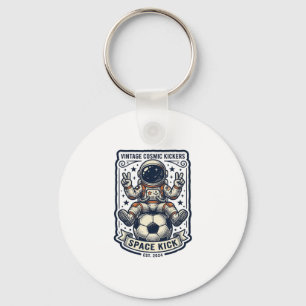Retro Astronaut Voetbal Vredesteken T-shirt Ontwer Sleutelhanger