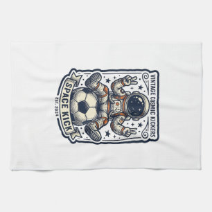 Retro Astronaut Voetbal Vredesteken T-shirt Ontwer Theedoek