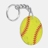 Retro Athletic Softball Fastpitch Game Day Style Sleutelhanger (Voorkant Links)