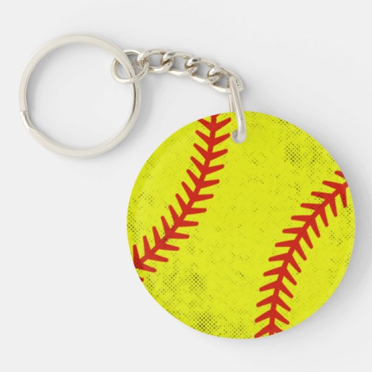 Retro Athletic Softball Fastpitch Game Day Style Sleutelhanger (Voorkant)
