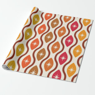 Retro atomaire sterren op mid century ogee patroon cadeaupapier