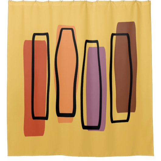 Retro Atomic Abstract Art "Pillars" Douchegordijn (Voorkant)