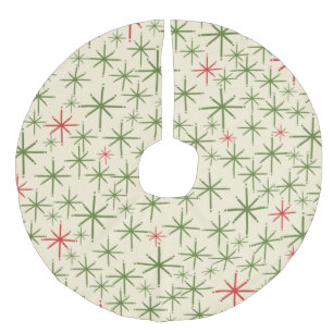 Retro Atomic Age Mideeuw Moderne Starbursts Imitatie Linnen Kerstboom Kleed