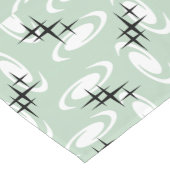 Retro Atomic Age Swirls Stars Pattern Sage Green Korte Tafelloper (Hoek)