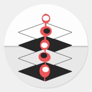 Retro Atomic Art Baubles & Geometrische vliegtuige Ronde Sticker