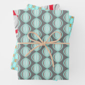 Retro Atomic Art Baubles Trio Inpakpapier Vel (In situ)