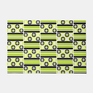 Retro Atomic Art Vierkantjes Lijnen Chartreuse Deurmat