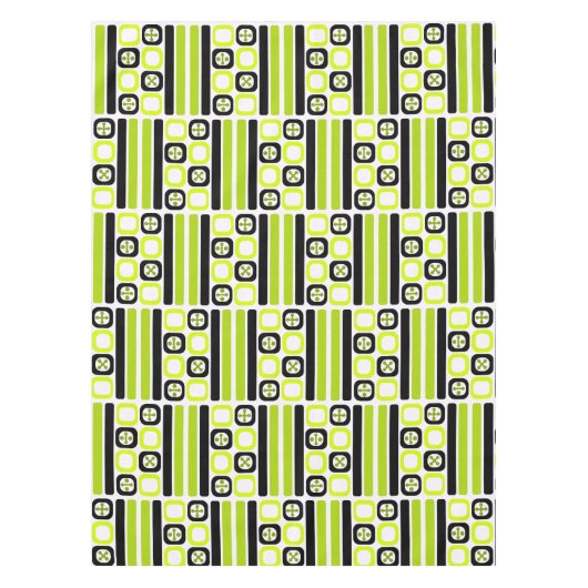 Retro Atomic Art Vierkantjes Lijnen Chartreuse Tafelkleed (Voorkant)