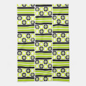Retro Atomic Art Vierkantjes Lijnen Chartreuse Theedoek (Verticaal)