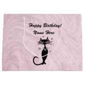 Retro Atomic Black Cat Personalized Gift Bag Groot Cadeauzakje (Voorkant)