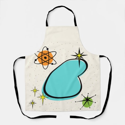 Retro Atomic Boomerang All-Over Print Apron Schort (Voorkant)