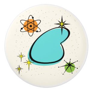 Retro Atomic Boomerang en Starbursts Ceramic Pull. Keramische Knop