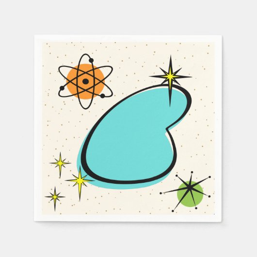 Retro Atomic Boomerang en Starbursts Paper Napkin Servet (Voorkant)