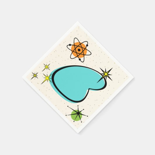Retro Atomic Boomerang en Starbursts Paper Napkin Servet (Hoek)
