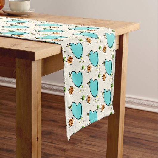 Retro Atomic Boomerang en Starbursts Table Runner Korte Tafelloper (Voorbeeld)