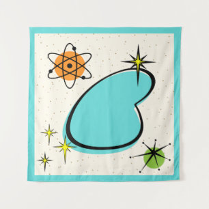 Retro Atomic Boomerang en Starbursts Tapestry Wandkleed