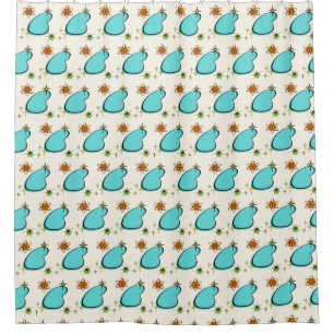 Retro Atomic Boomerang & Starburst Douche rideau