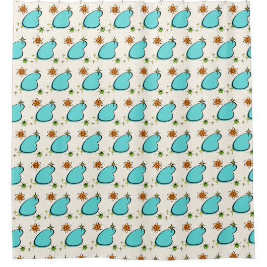 Retro Atomic Boomerang & Starburst Douche rideau (Devant)