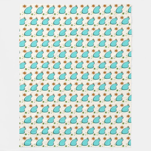 Retro Atomic Boomerang & Starburst Fleece Blanket Deken (Voorkant)