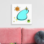 Retro Atomic Boomerang Stretched Canvas Print (Insitu (Woonkamer))