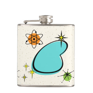 Retro Atomic Boomerang Vinyl Wrapped Flask Heupfles