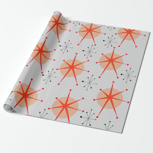 Retro Atomic Cadeaupapier (Uitgerold)