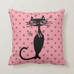RETRO ATOMIC CAT 1950's PINK KUSSENS