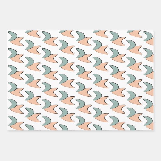 Retro Atomic Crescents Pattern Wrapping Paper (Voorkant 3)