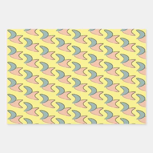 Retro Atomic Crescents Pattern Wrapping Paper (Voorkant 2)