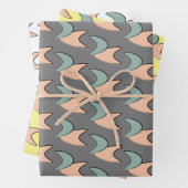 Retro Atomic Crescents Pattern Wrapping Paper (In situ)
